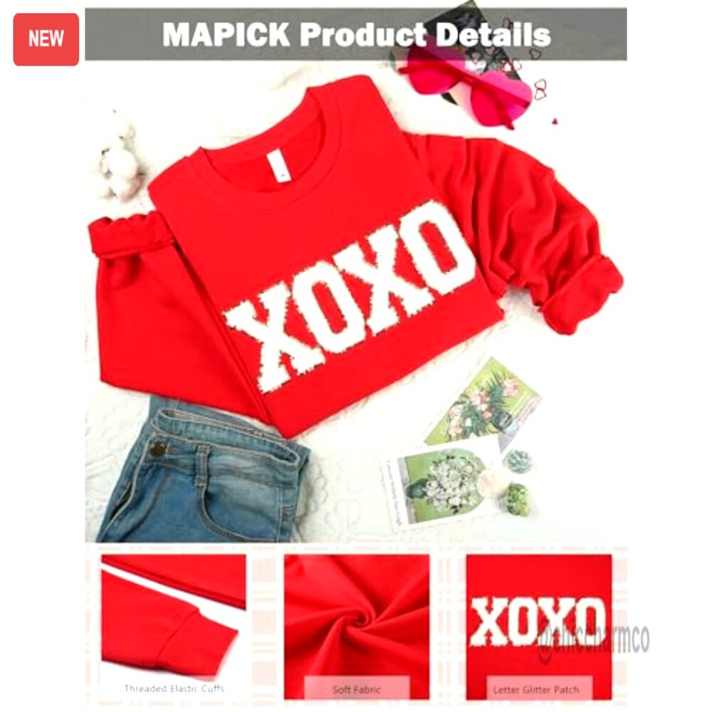 Oversized Chenille Patch Pullover Sweatshirt, Lon… - image 5